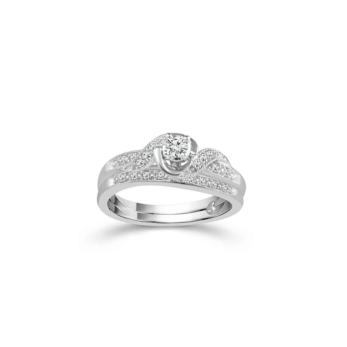 Fink's Exclusive Diamond Engagement Ring and Bridal Band Set in White Gold
